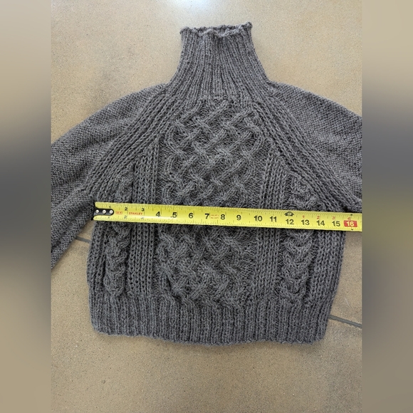 Smythe Hand Knit Cropped Cable Knit Sweater - Charcoal - Picture 8 of 9